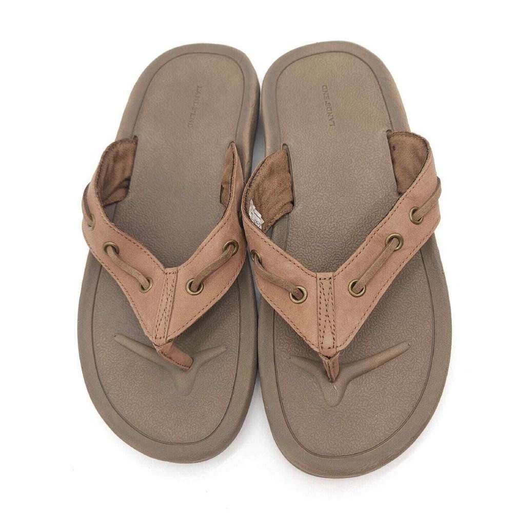 Lands End (Men's 8 D) Brown Flip‎ Flop Thong Sandals Coastal Summer Beach 427927 - Picture 2 of 8
